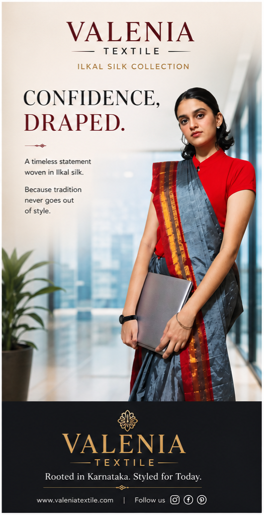 Handwoven Ilkal Cotton Saree from Karnataka – Timeless Heritage Drapes ✨️